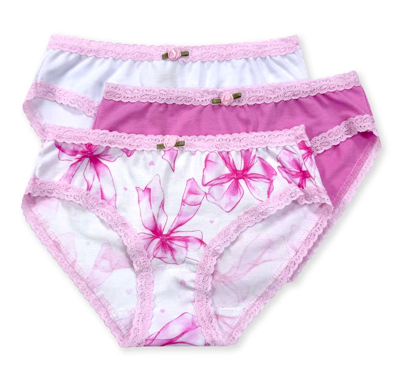 Esme Girls 3pc Panty Pack Set -Pink Tulle Bows