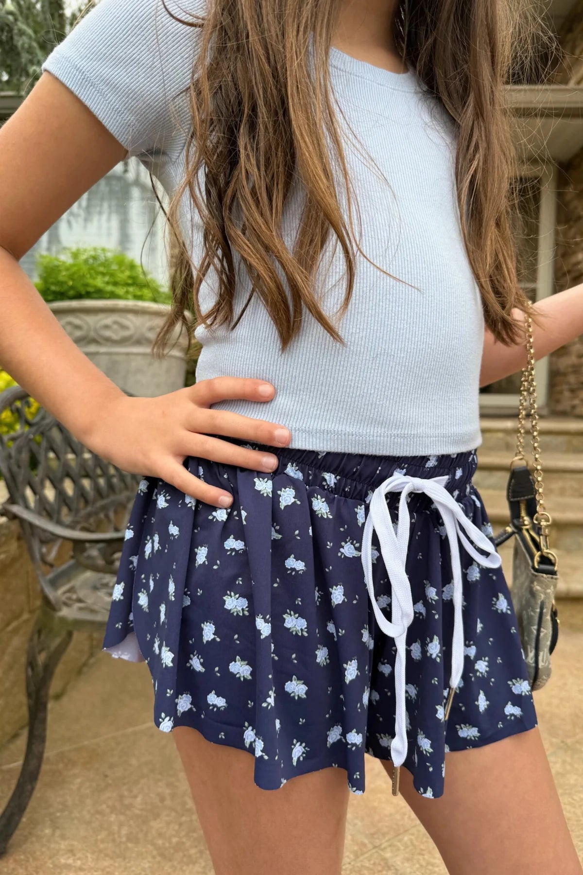 KatieJ NYC Farrah Short - Baby Blue Ditsy Floral