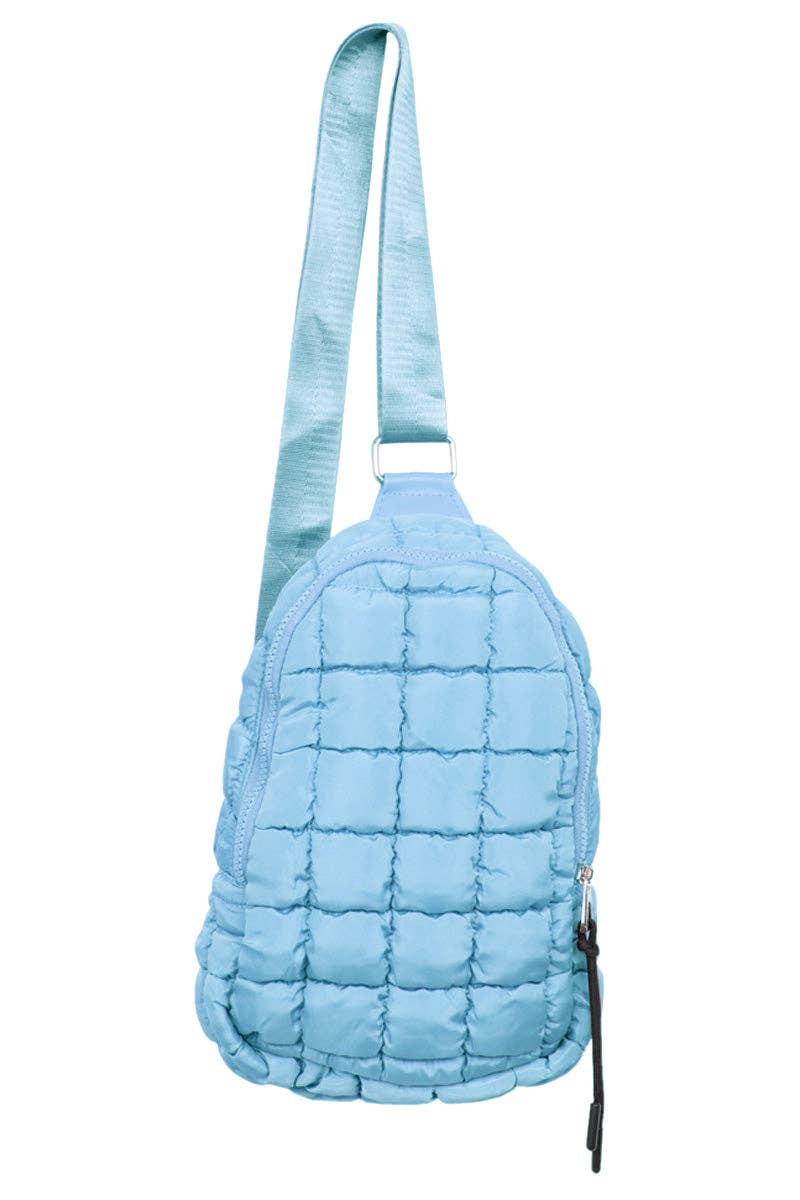 Quilted Crossbody Bag- Light Blue