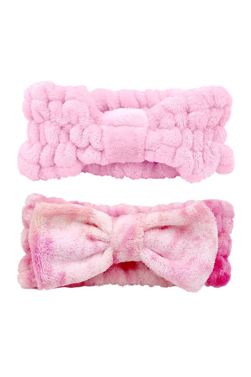 Pink & Pink Tie Dye Spa Headband 2 Pack