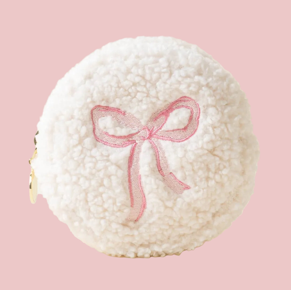 Teddy Pouch-Circle Bow Pink