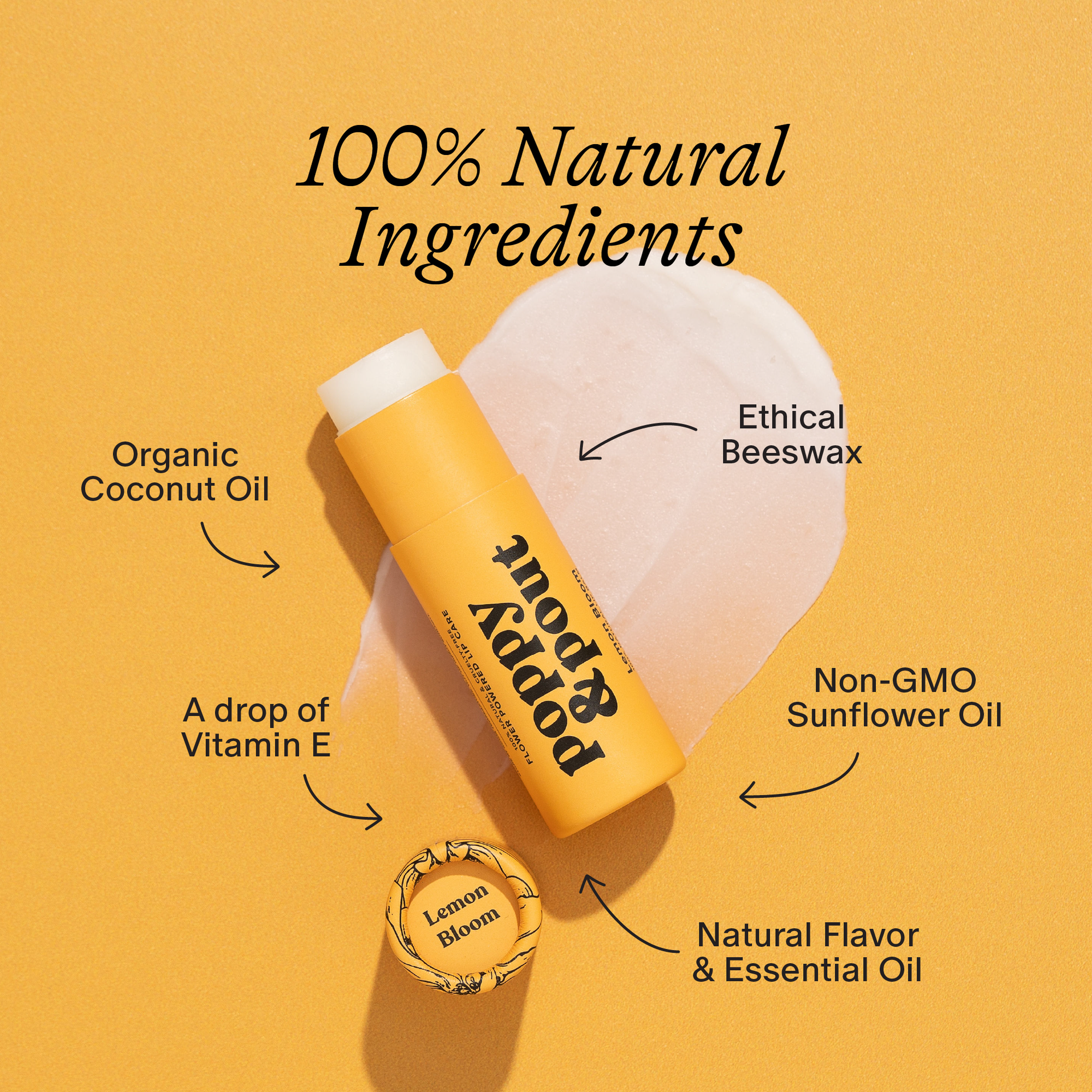 Poppy & Pout All Natural Lip Balm-Lemon Bloom