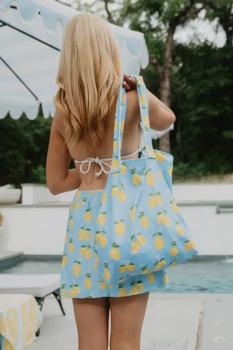 Zesty Lemons Terry Cloth Summer Tote Bag