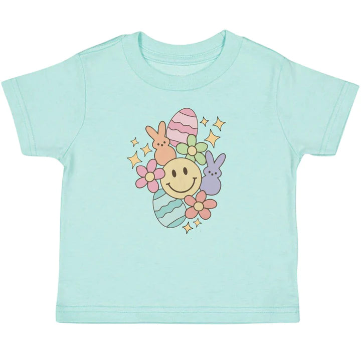Sweet Wink Easter Doodle Short Sleeve T-Shirt - Aqua