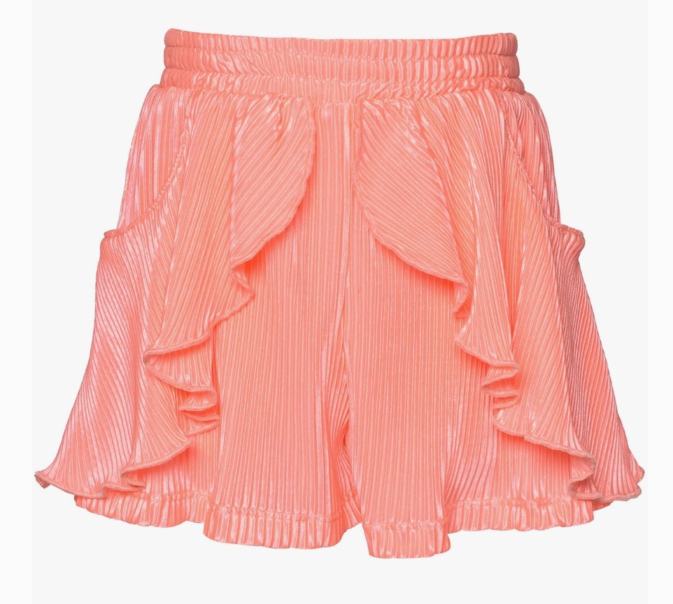 Baby Sara Pleated Tulip Ruffle Shorts- Coral - Everything But The PrincessBaby Sara