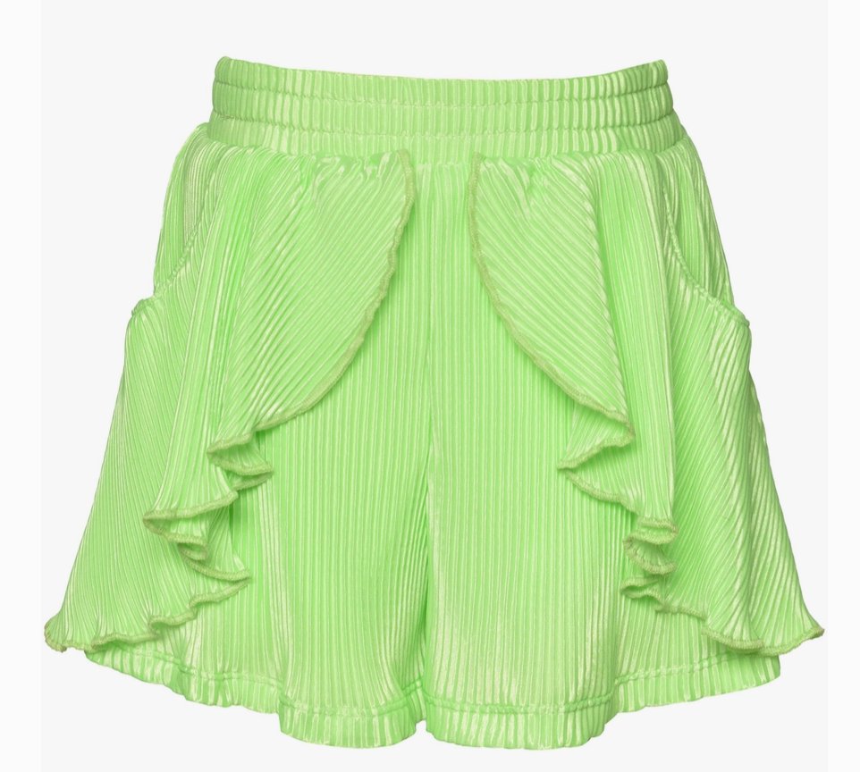 Baby Sara Pleated Tulip Ruffle Shorts- Lime - Everything But The PrincessBaby Sara