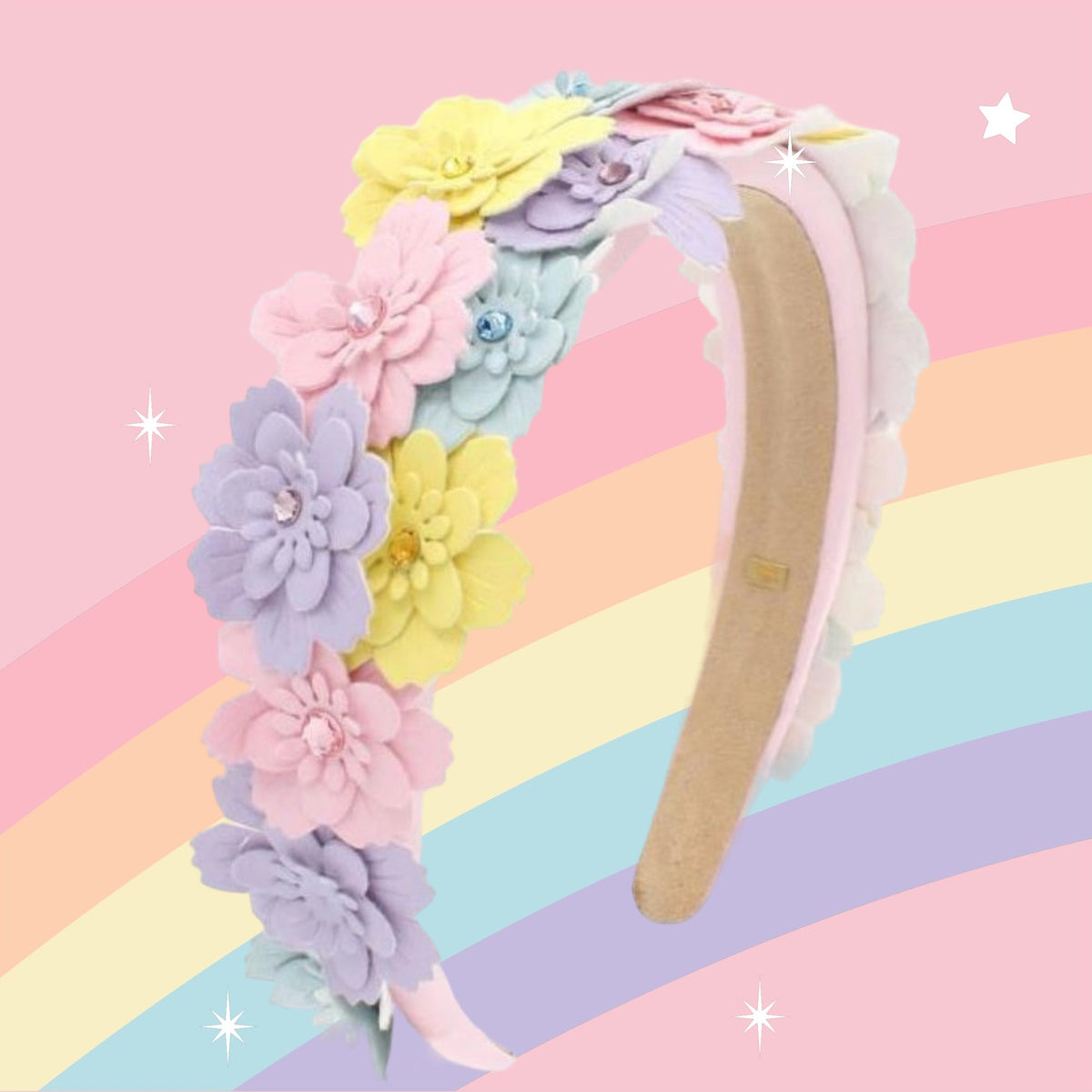 Bari Lynn 3d Leather Flower Headband- Pastels - Everything But The PrincessBari Lynn