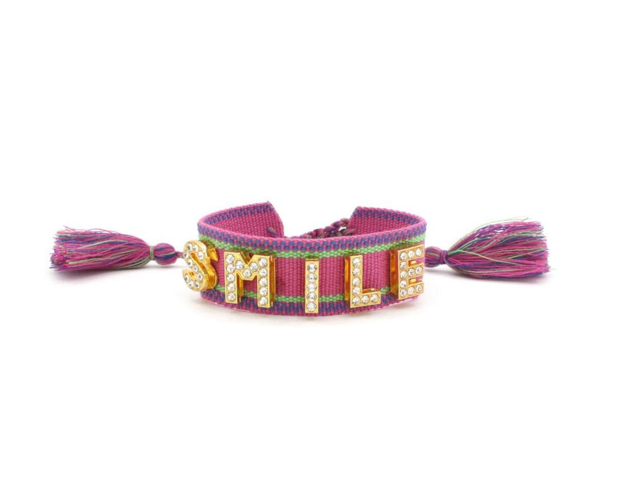 Bari Lynn Adjustable Woven Bracelet -Fuchsia Smile - Everything But The PrincessBari Lynn