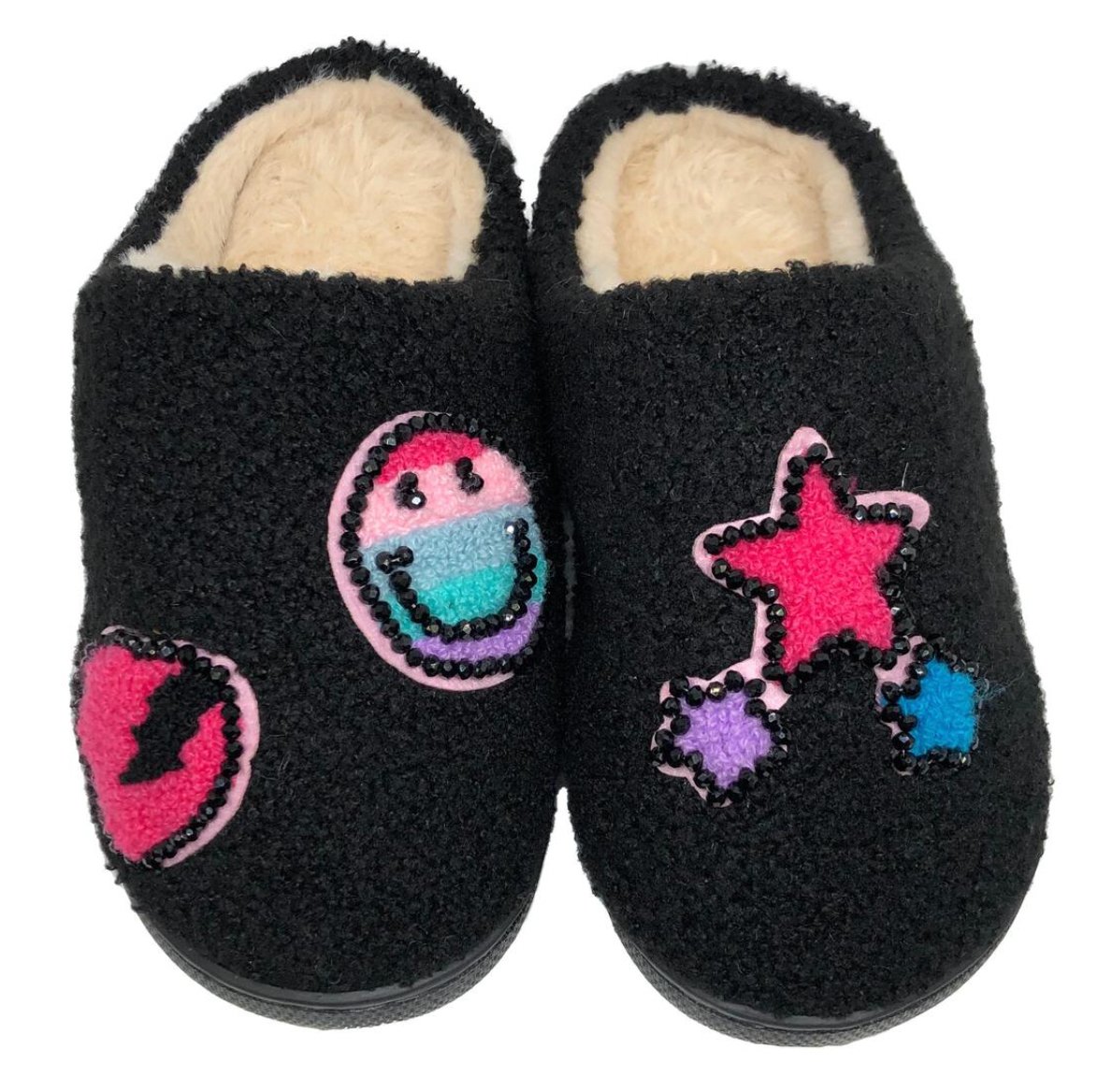 Bari Lynn Black Patch Slippers - Everything But The PrincessBari Lynn