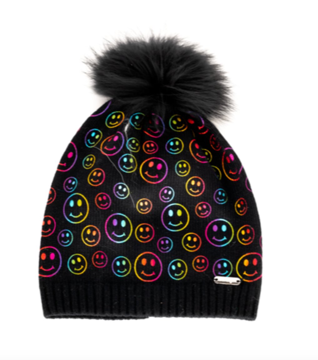 Bari Lynn Black Rainbow Smile Foil Hat Pom Pom Hat - Everything But The PrincessBari Lynn