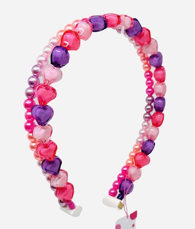 Bari Lynn Double Heart Bubble Beaded Headband-Pink/Purple - Everything But The PrincessBari Lynn