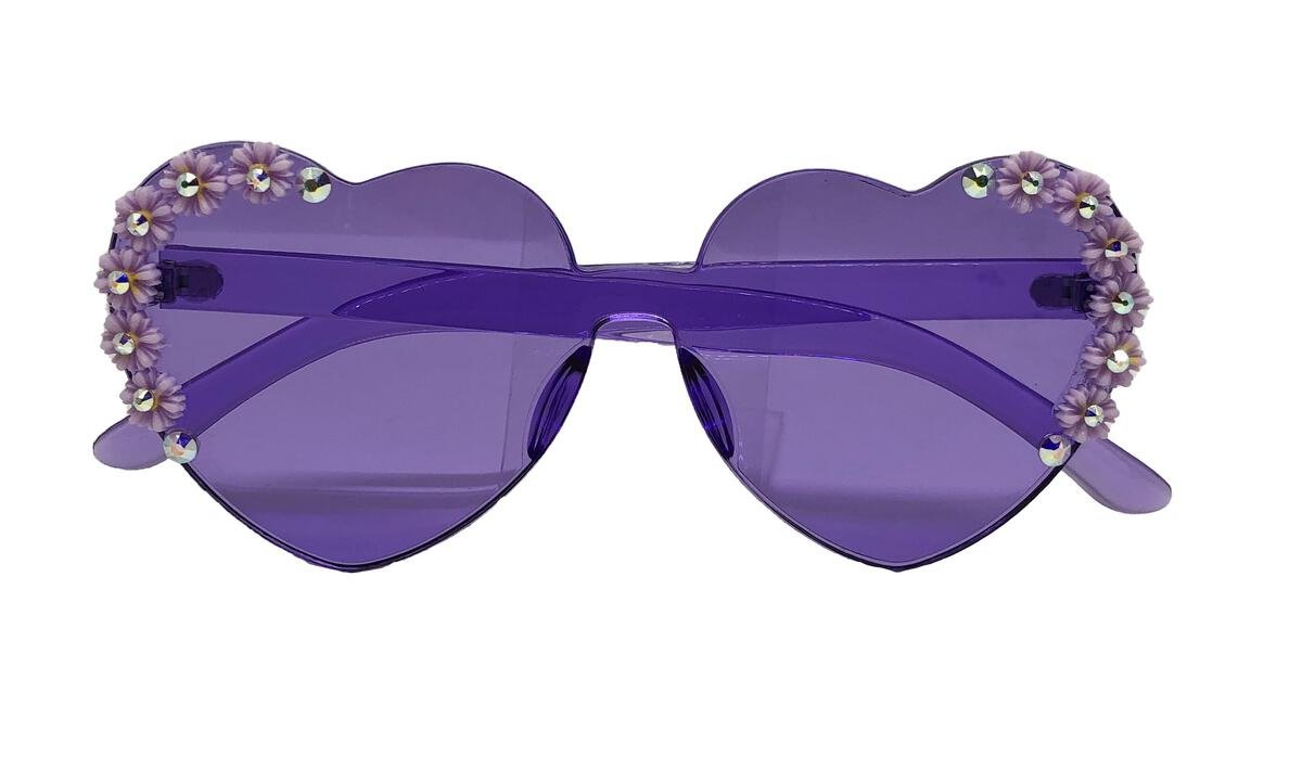 Bari Lynn Girl s Flower Daisy Heart Sunglasses Purple One Size