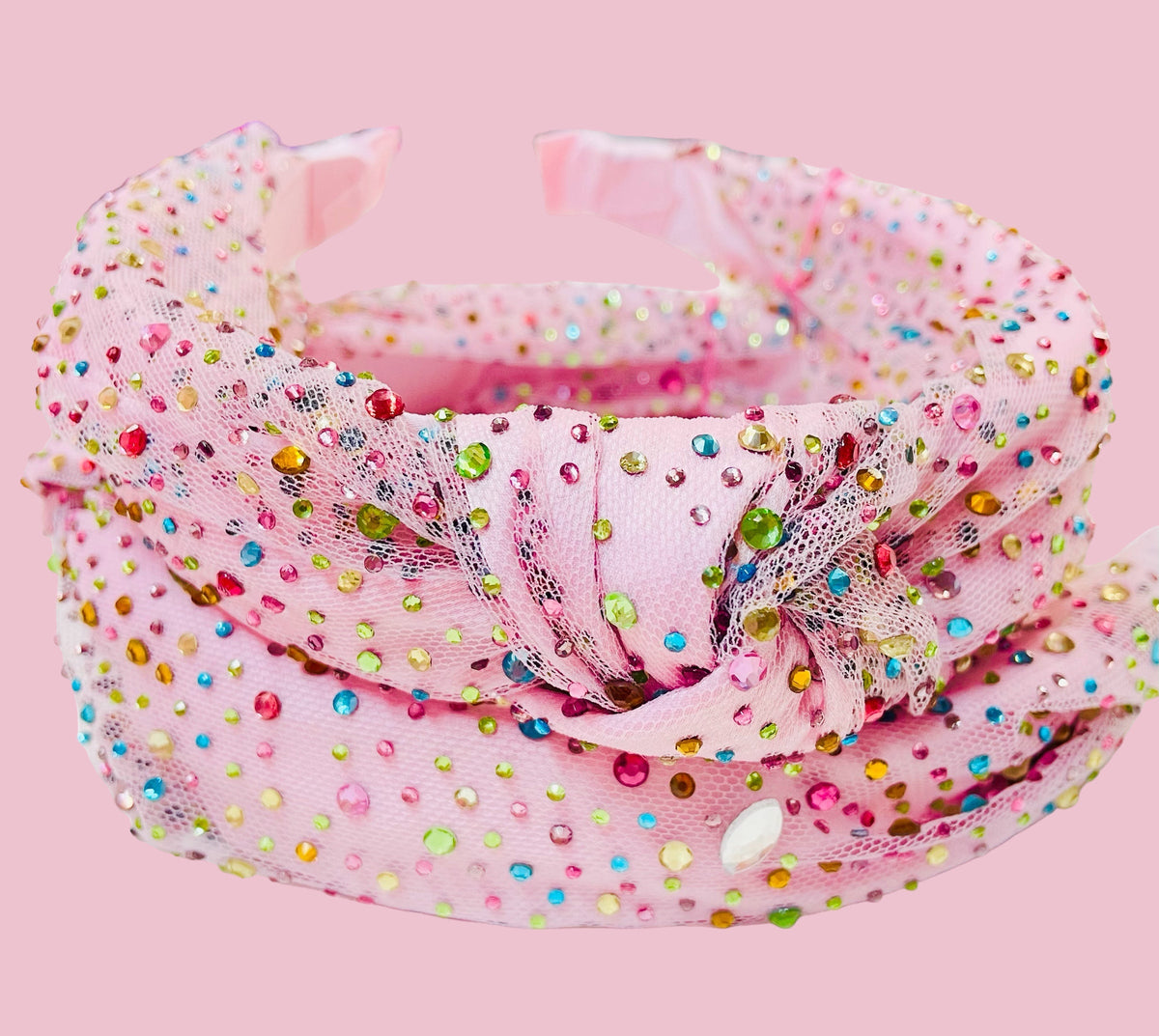 Bari Lynn Pink Jeweled Sprinkles Tulle Knot Headband - Everything But The PrincessBari Lynn