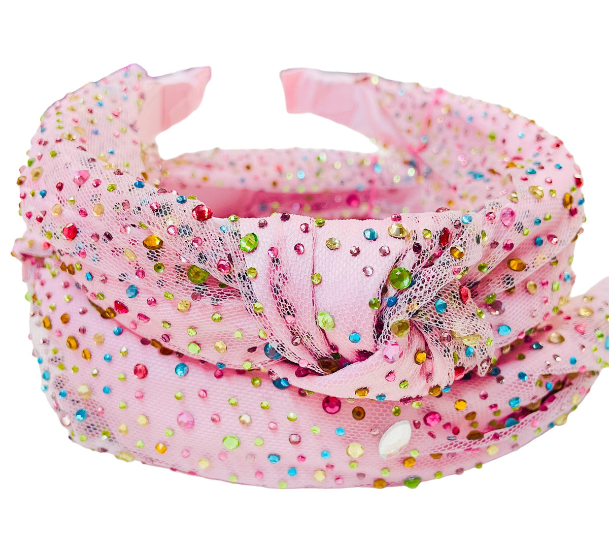 Bari Lynn Pink Jeweled Sprinkles Tulle Knot Headband - Everything But The PrincessBari Lynn