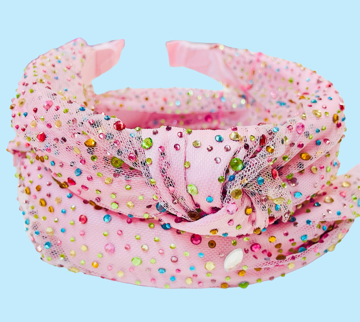 Bari Lynn Pink Jeweled Sprinkles Tulle Knot Headband - Everything But The PrincessBari Lynn