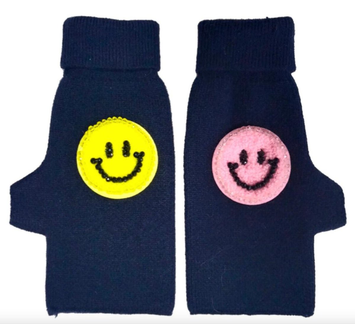 Bari Lynn Smiley Fingerless Gloves - Navy - Everything But The PrincessBari Lynn