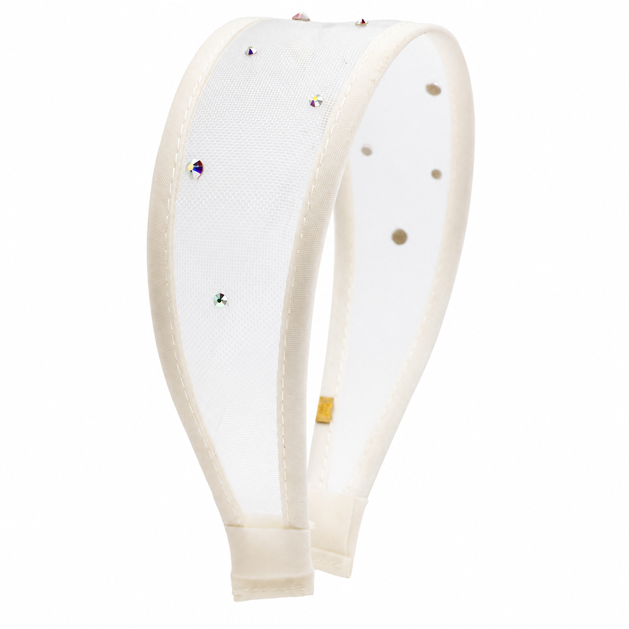 white mesh headband with rhinestones for girls 