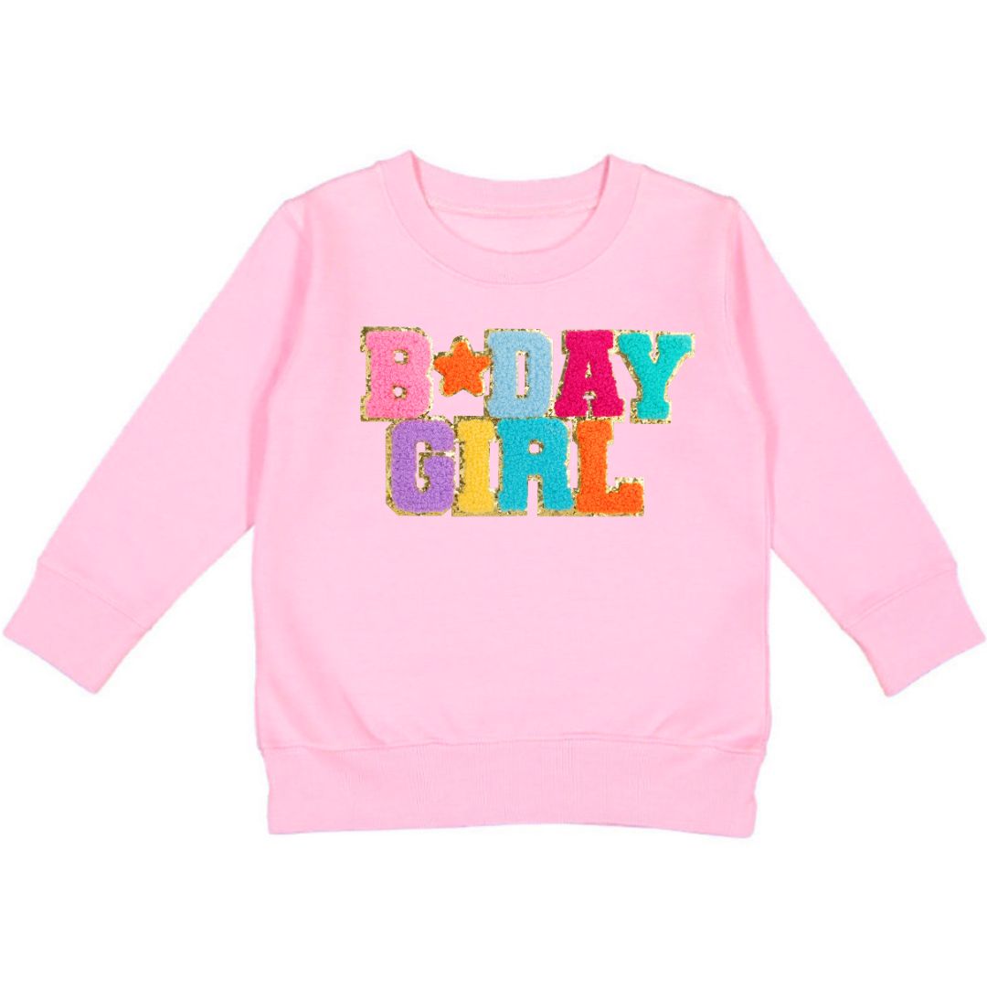 Sweet Wink Birthday Girl Patch Sweatshirt - Pink