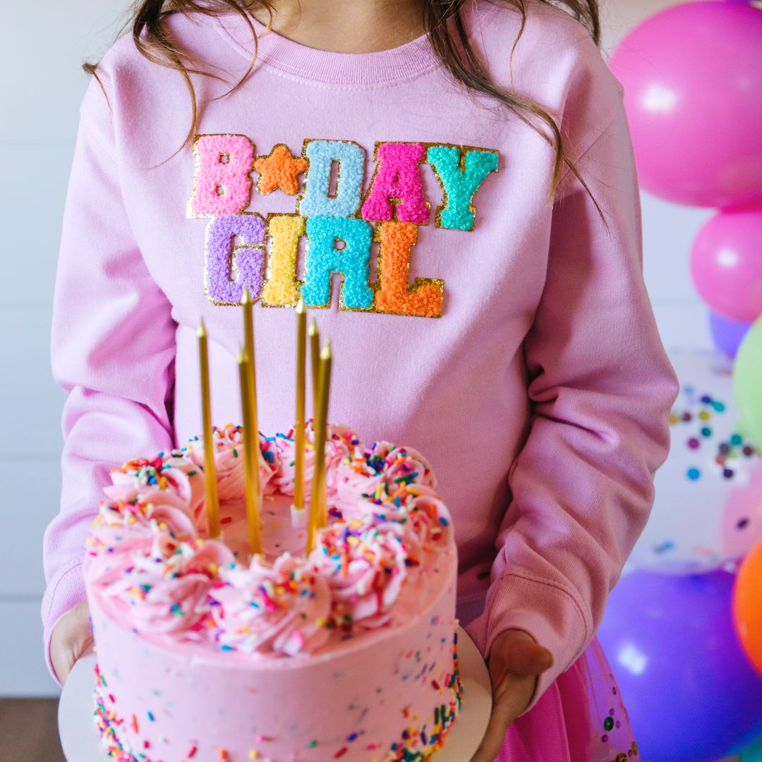 Sweet Wink Birthday Girl Patch Sweatshirt - Pink