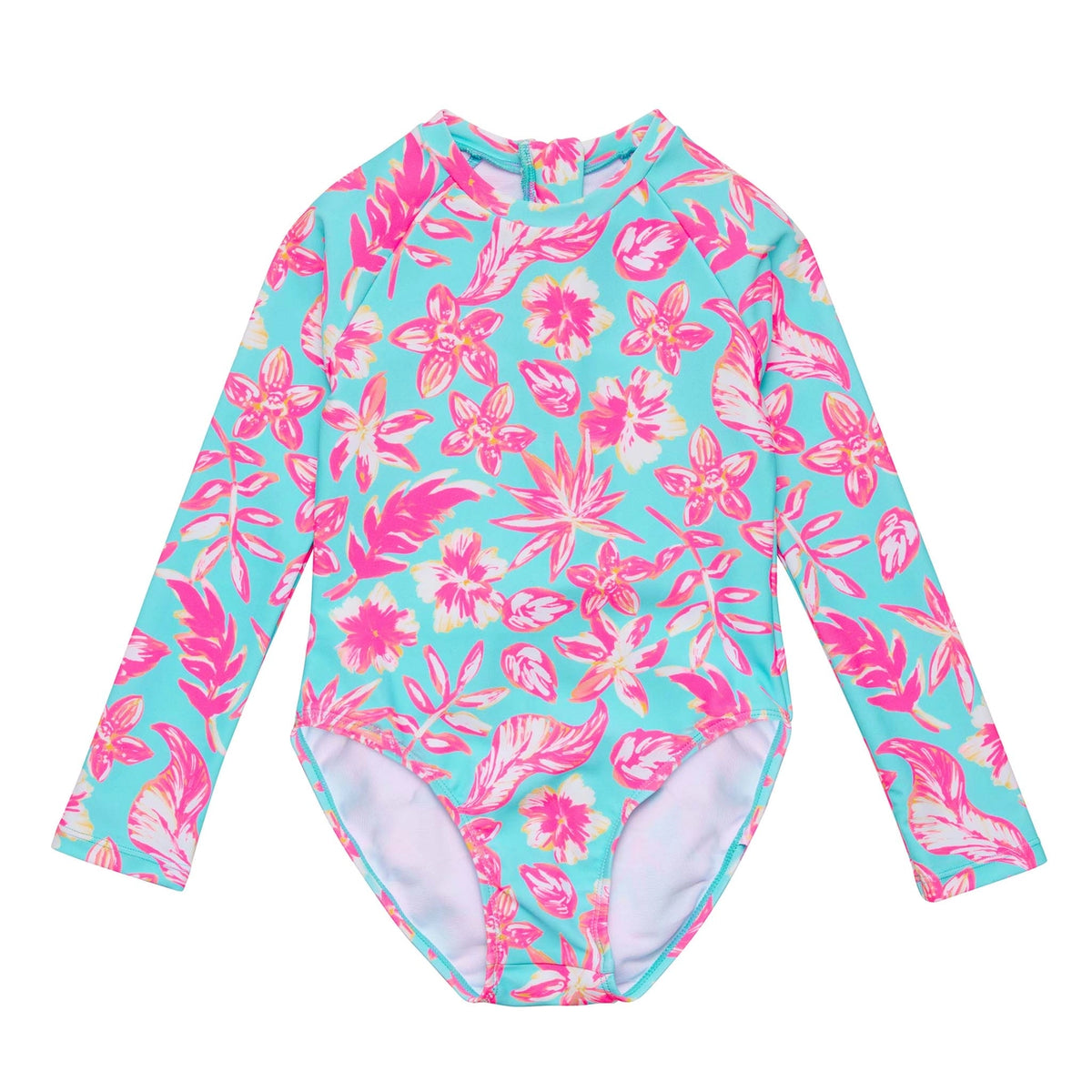 Snapper Rock Tween Tropical Glow Long Sleeve Rashguard Surf Suit