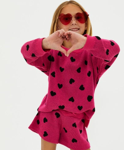 Beach Riot Kids Little Callie Sweater - Candy Hearts