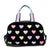 Glam Medium Plush Duffle Bag - Black Hearts