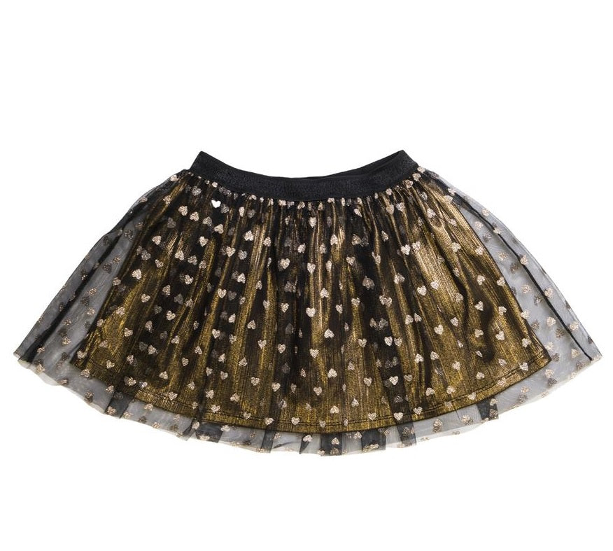 Imoga Helen Black &amp; Gold Heart Tulle Skirt- Size 12