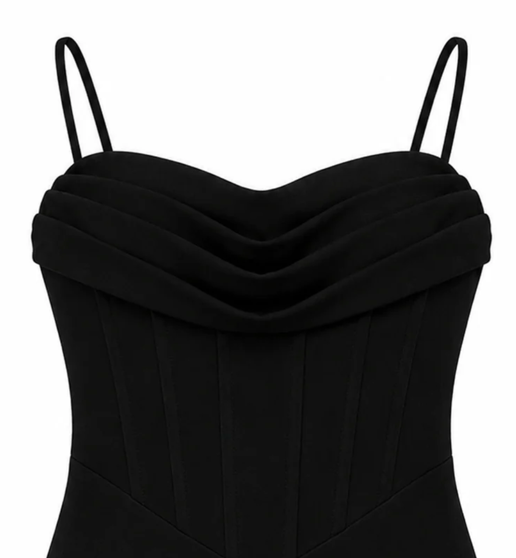 closeup details of tween black dress by katiej nyc
