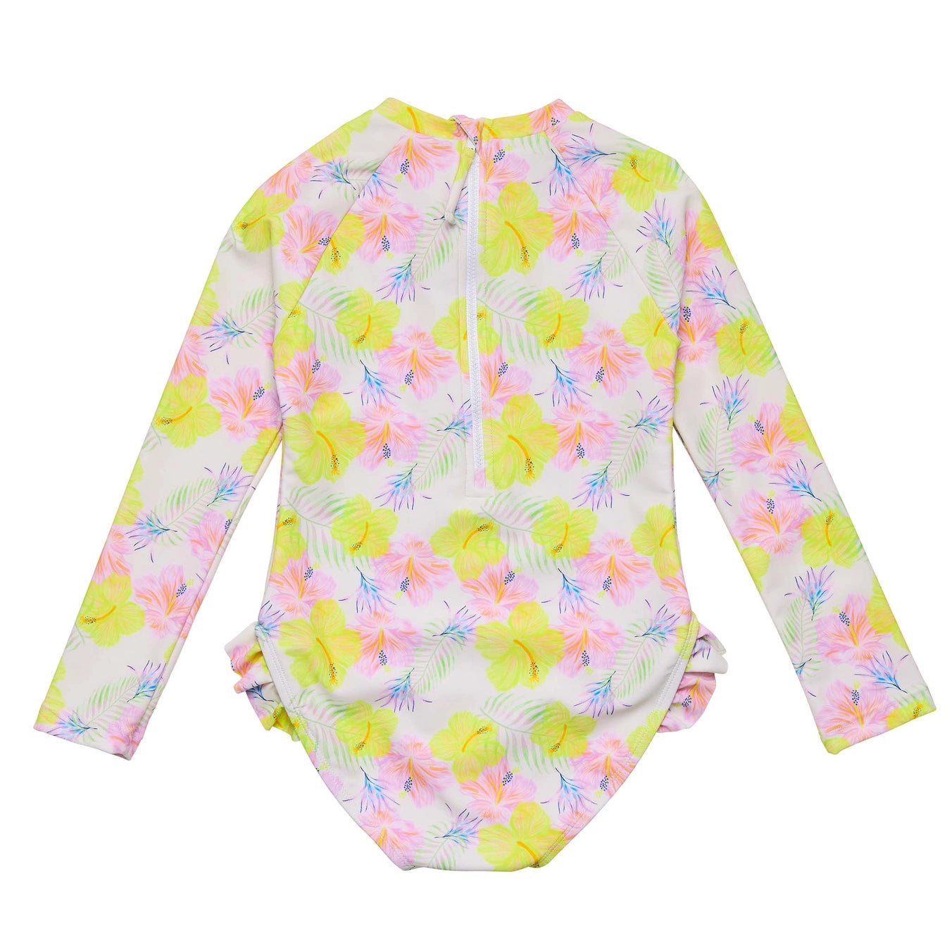 Snapper Rock Aloha Vacay Long Sleeve Ruffled 1pc Rashguard- 2-6Y