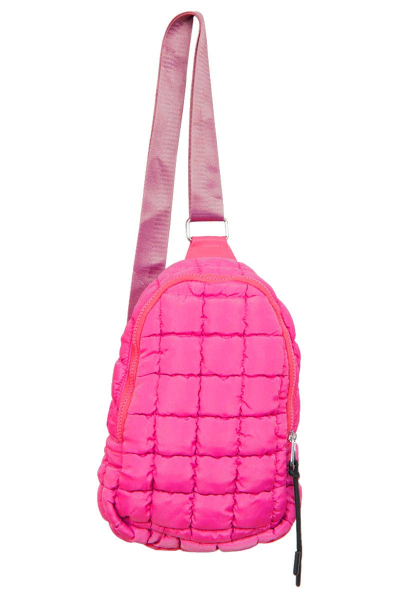 Quilted Crossbody Bag- Hot Pink
