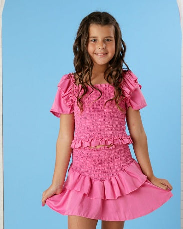 Cheryl Creations  Sateen Bubblegum 2pc Skirt Set