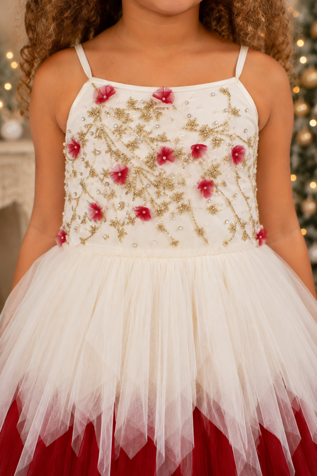 Ooh! La, La! Couture ivory and berry tulle special occasion dress