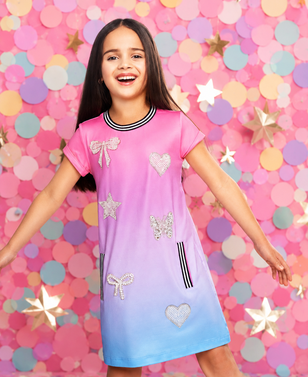 MIA New York Ombre Rhinestone Dress for Girls | Girls School Dresses