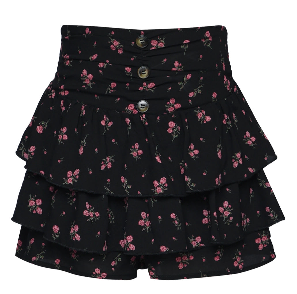 Hannah Banana Floral Print Ruffle Shorts-Size 7