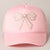 Rhinestone Bow Patch Trucker Hat- Baby Pink