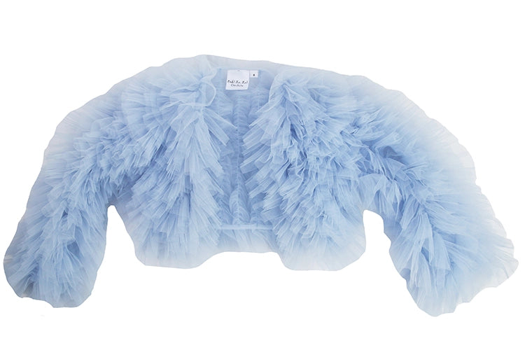 Ooh! La, La! Couture Ruffled Tulle Jacket -Sky Blue