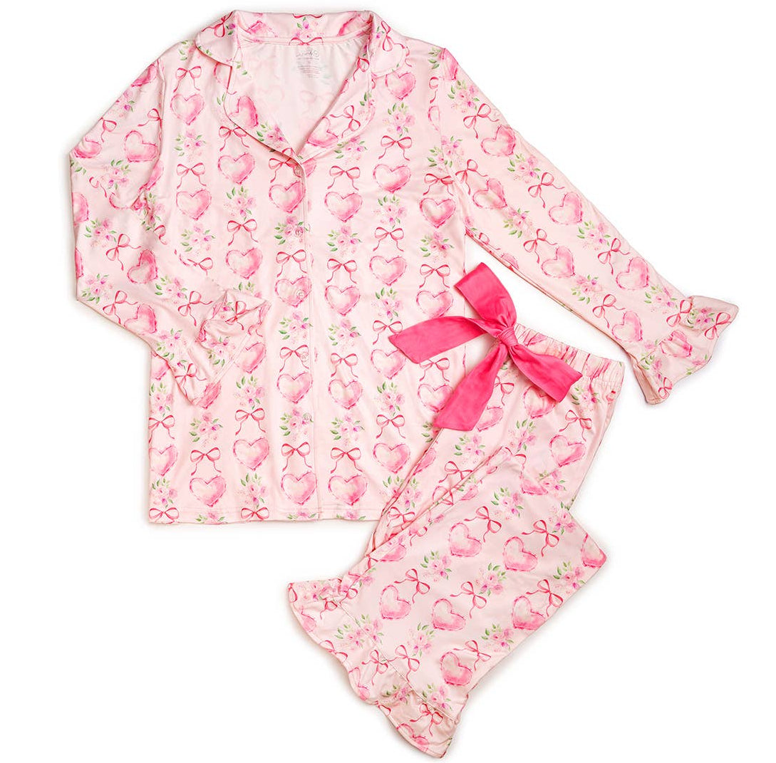 Sweet Wink Heart Floral Trellis Valentine's Day Women's Lounge Set