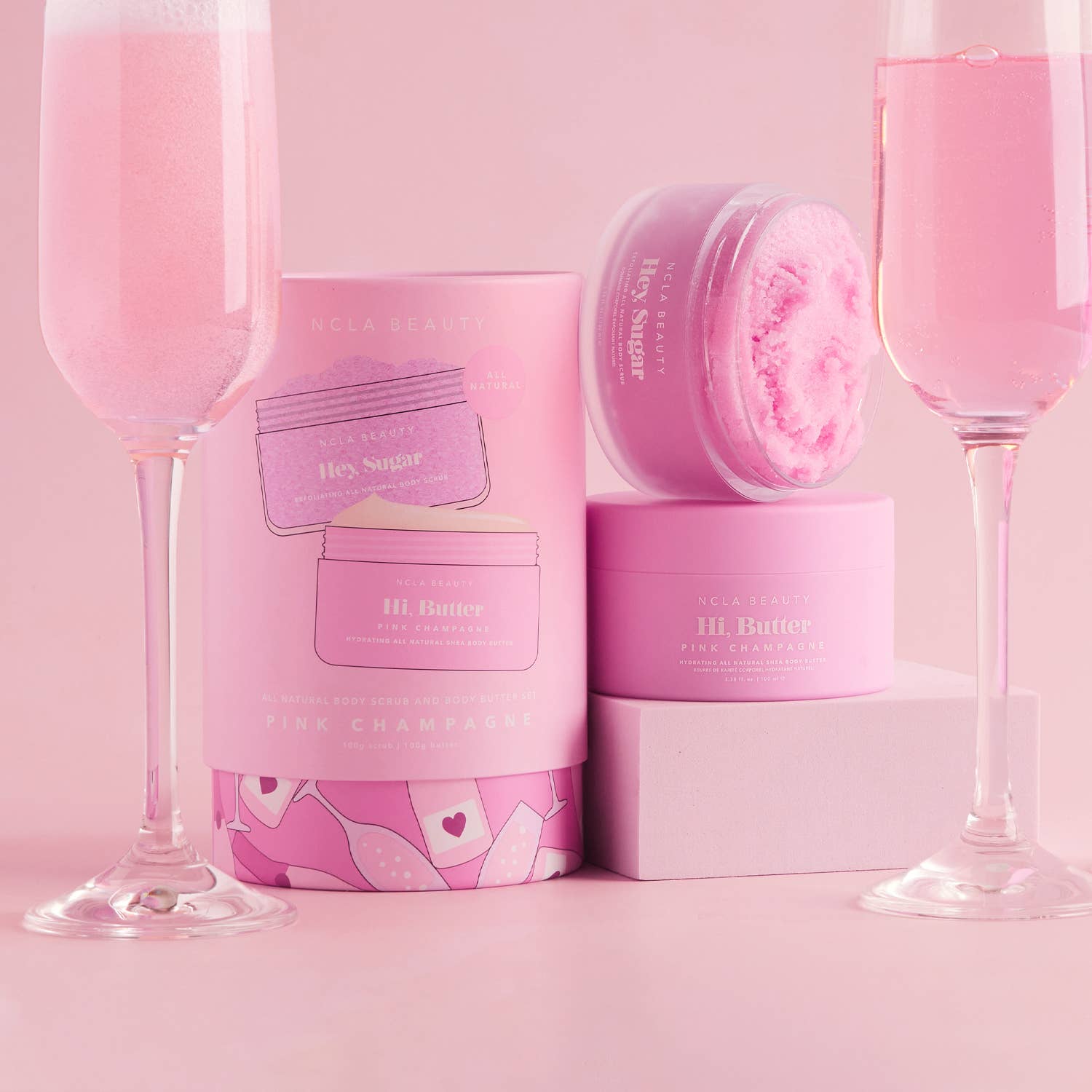 Pink Champagne Body Scrub + Body Butter Gift Set
