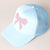 Rhinestone Bow Patch Trucker Hat- Baby Blue