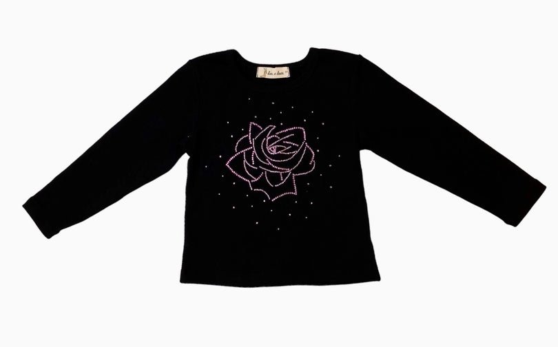 Doe A Dear Black &amp; Pink Rhinestone Rose Top - Everything But The PrincessDoe A Dear