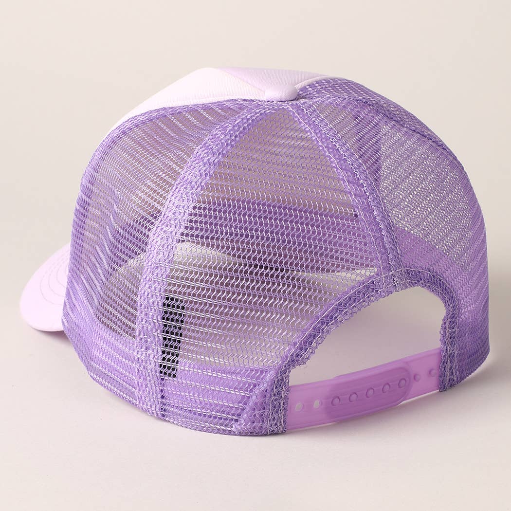 Rhinestone Bow Patch Trucker Hat- Lavender