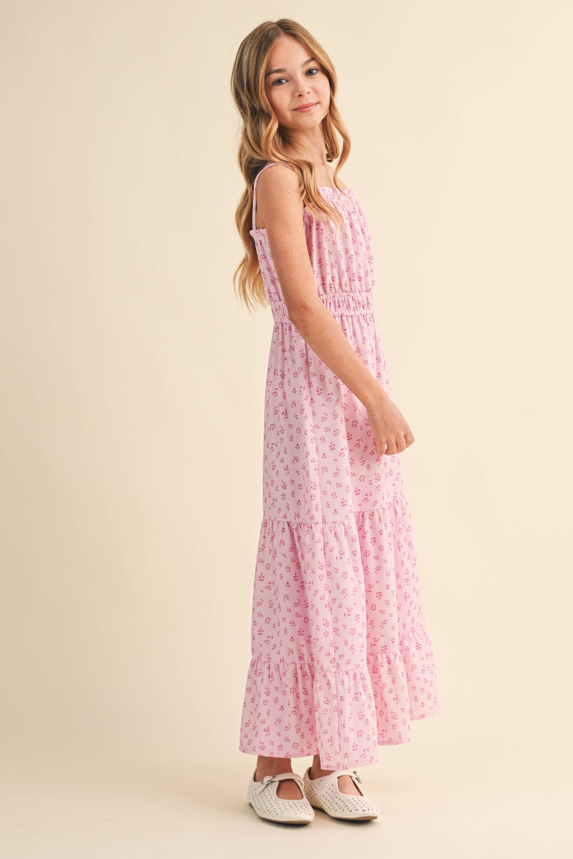 Heart & Arrow Tween Pink Floral Maxi Dress