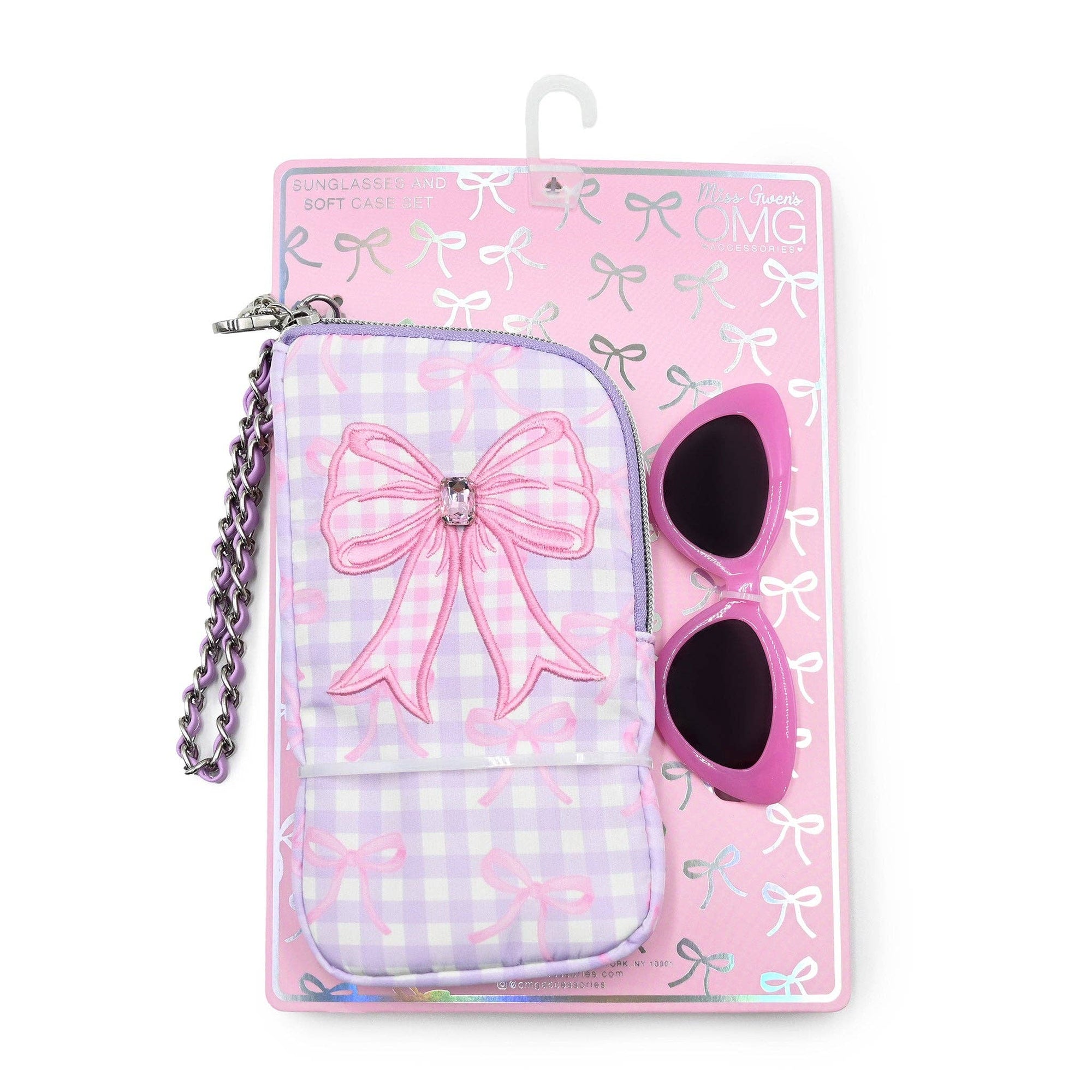 Wristlet Case and Sunglasses- Gingham