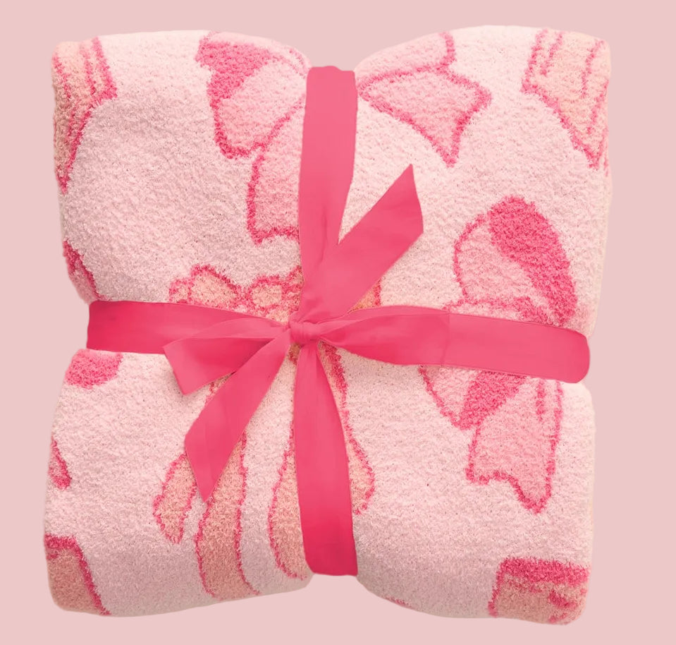 Cozy Dreams Luxe Blanket–Blushing Bows Pink