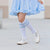 Little Stocking Co. - Blue Bow Scalloped Knee High Socks