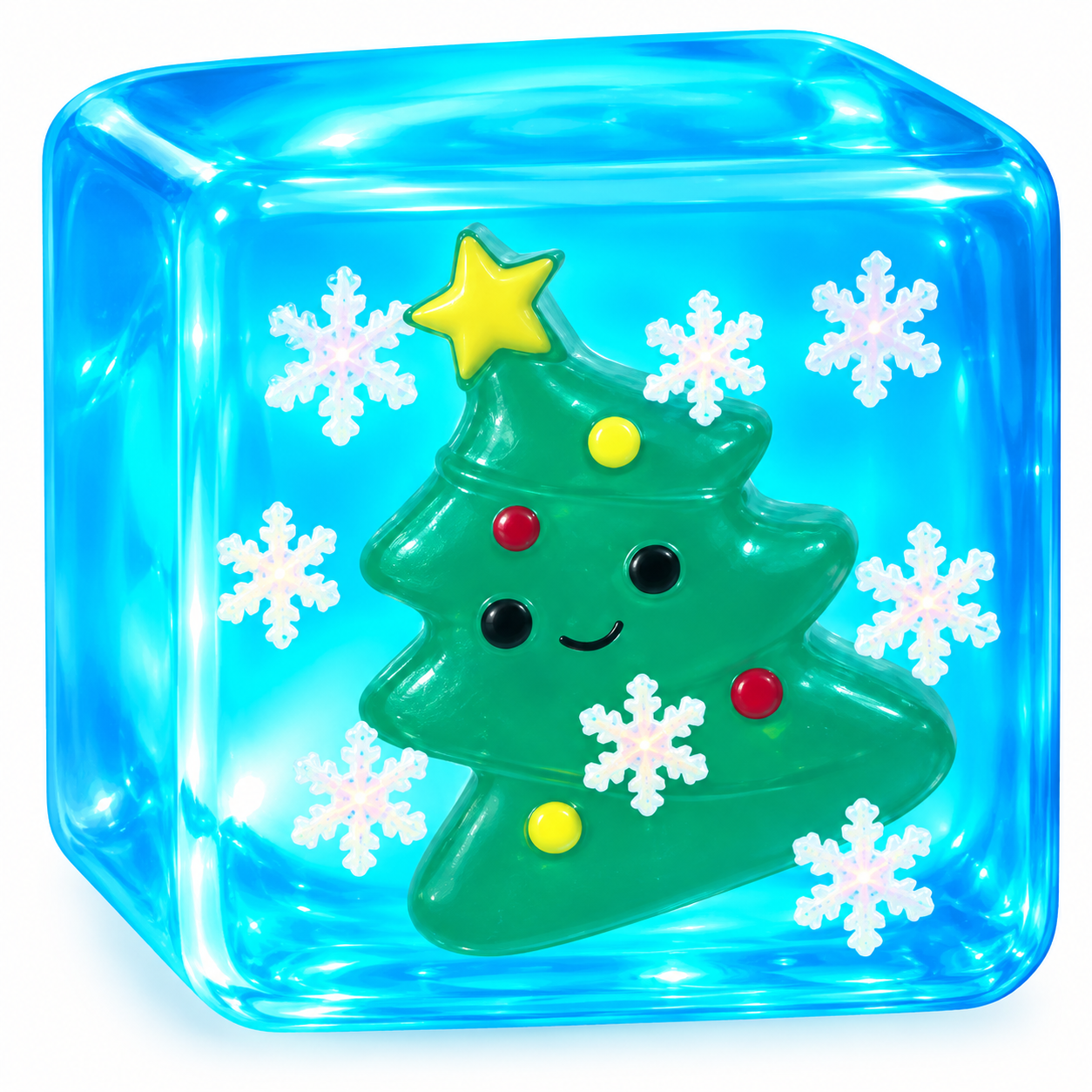 Holiday Tree + Snowflake Squishy Cube