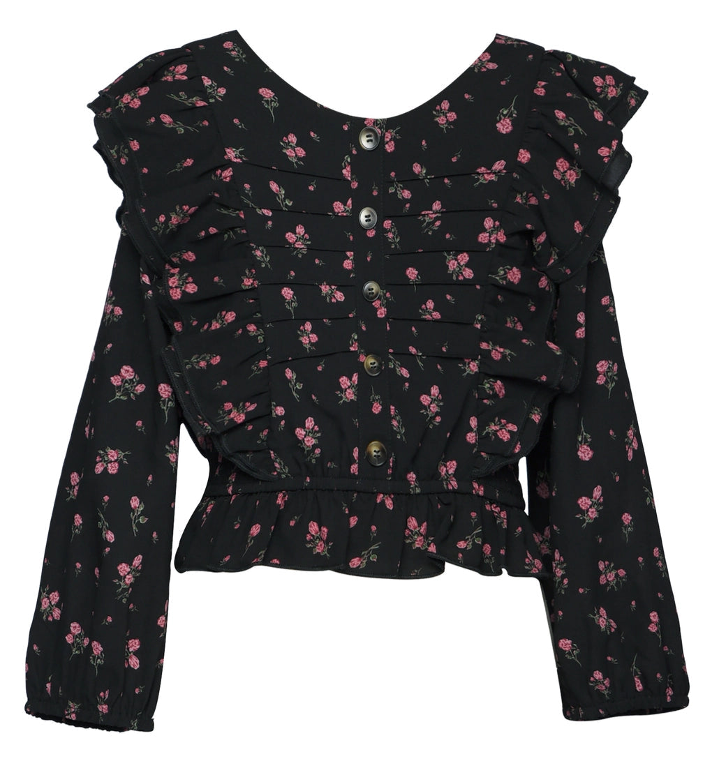 Hannah Banana Floral Print Blouse-Size 7