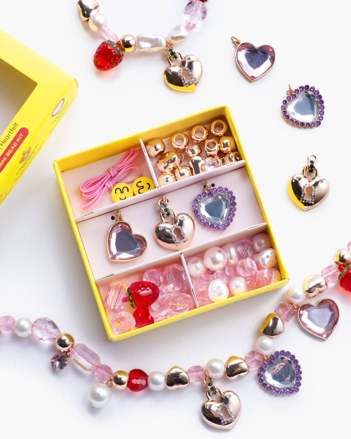 Super Smalls - Pink &amp; Purple Heart Charm Mini Bead Kit