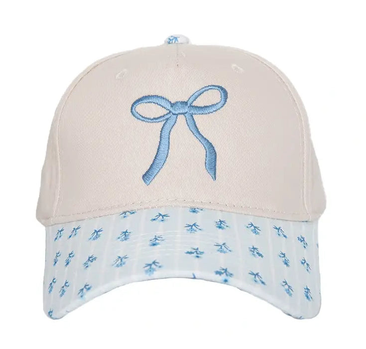 Coquette Bow Tween Trucker Hat-Blue Floral