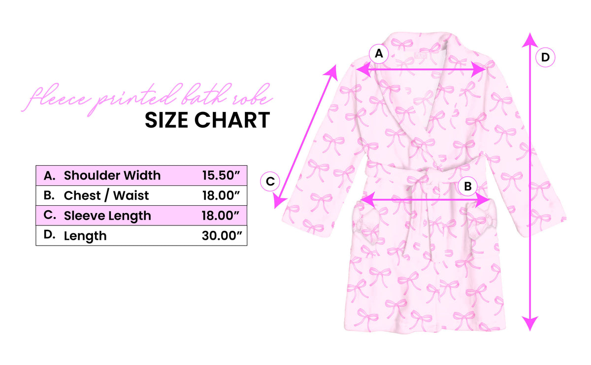 Fleece Bath Robe-Pink Bow Print